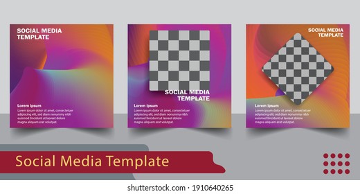 Set of editable square banner template. Modern social media post full color, light leaks, suitable for business, Suitable for social media post and web internet ads. with background for photo layout
