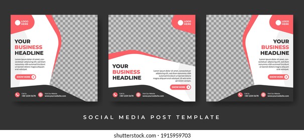 Set Of Editable Square Banner Template Design Vector With Photo Collage, Suitable For Social Media Post And Online Advertising.