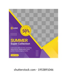 Set of Editable square banner template design for Fashion post on social media