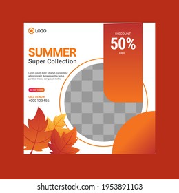 Set of Editable square banner template design for Fashion post on social media