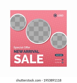 Set of Editable square banner template design for Fashion post on social media