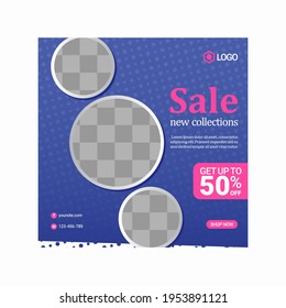 Set of Editable square banner template design for Fashion post on social media