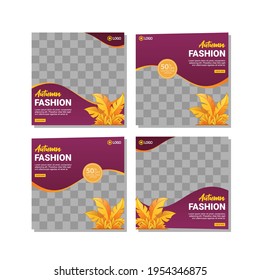 Set of Editable square banner template design for Fashion post on social media