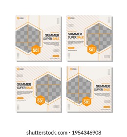 Set of Editable square banner template design for Fashion post on social media