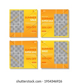 Set of Editable square banner template design for Fashion post on social media