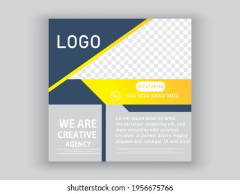 Conjunto de plantilla de banner cuadrado editable. diseño de medios sociales.