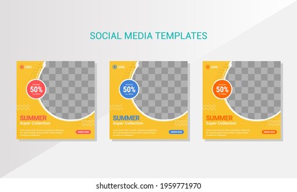 Set of Editable square banner template design for Fashion post on social media