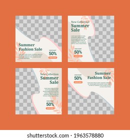 Set of Editable square banner template design for Fashion post on social media