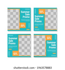 Set of Editable square banner template design for Fashion post on social media