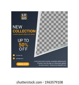 Set of Editable square banner template design for Fashion post on social media