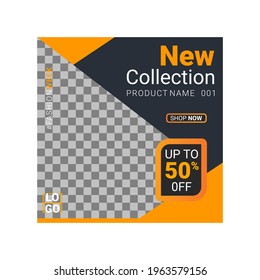 Conjunto de diseño de plantillas de banner cuadrado editable para publicación de moda en medios sociales