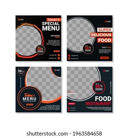 Set of Editable square banner template design for food post on social media