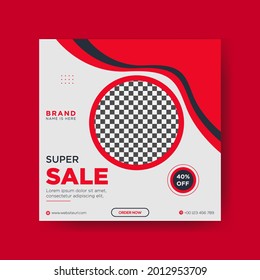 Set of Editable square banner template. Super sale social media post template design  
