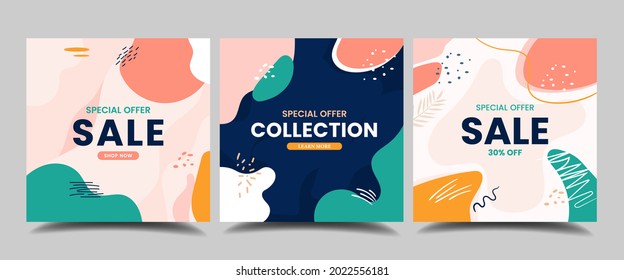 Set of Editable square banner template. Black and yellow background color with stripe line shape. Suitable for social media post, instagram and web internet ads. Vector illustration with photo college