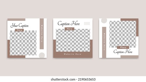 Set of Editable square banner template. Geometric strip line shape frame with place for the photo. Usable for social media, website, flyers, and banners. Modern promotion square banner.