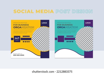 Set of Editable square banner template. background color with shape. Suitable for social media post, instagram, facebook and web internet ads. Vector illustratio,