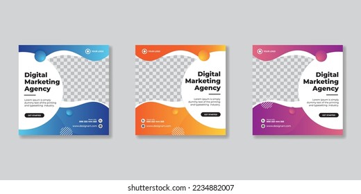 Set of editable square banner template, best creative business social media post template