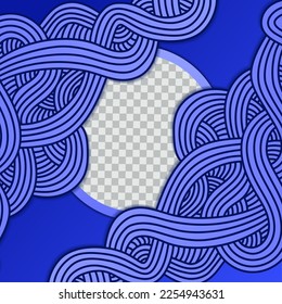 Set of editable square banner template. blue color doodle background. Flat design vector with photo collage. Usable for social media, story and web internet ads.