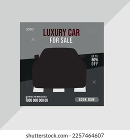 Set of editable square banner template. Car rental banner Flat design vector with photo collage. Usable for social media, story and web internet ads.