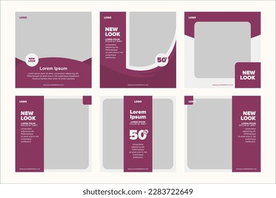 Set of Editable Square Banner Template - Maroon and White Background is Suitable for Social Media Post and Web Ads - Vector Illustration With Photo College