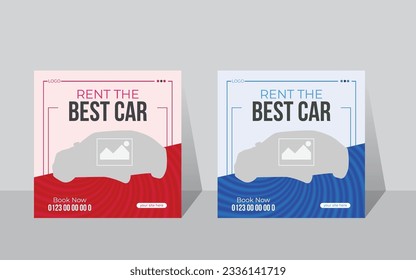 Set of editable square banner template car sale social media post  Luxury Car rent web banner advertising template design square flyer poster social media marketing Flat design vector
