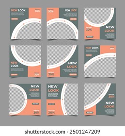 Set of Editable square banner template and new fashion sale Instagram post