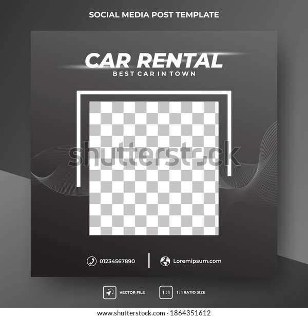 Set of editable square banner template. Car
rental social media post template with black color background.
Usable for social media post , banner and internet ads. Flat vector
design with photo collage