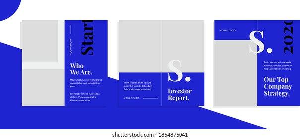 Set of editable square banner templates for social media post, for personal profile, artist, trainer, motivator, coach, model, ads, and business. With simple blue color. (1/3)