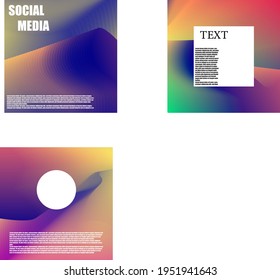 A set of editable square banner templates with gradient colors. Suitable for social media posts,and web internet ads. Vector illustration