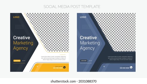 Set of editable square banner templates. Usable for social media posts, corporate and web advertisements.