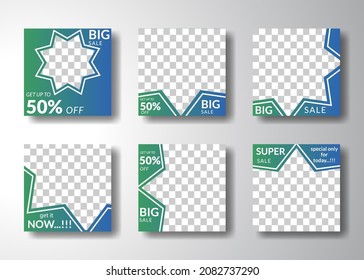 set of editable square banner templates. for social media posts, promotions, digital marketing. star shape