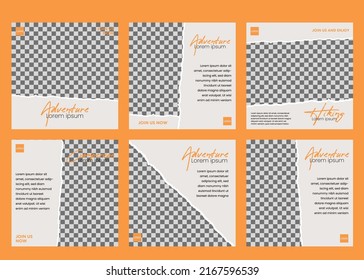 Set of editable square banner templates. Suitable for social media posts, instagram, facebook and web internet advertising. Vector illustration