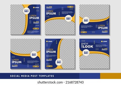 Set of editable square banner templates with photo collage. Suitable for Social Media Post and Online Advertising, Event, and etc. Vector Illustration.