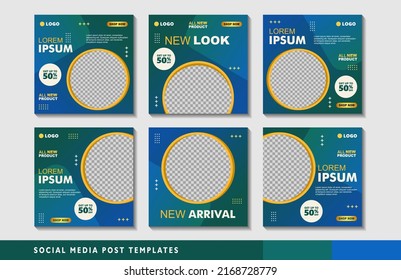 Set of editable square banner templates with photo collage. Suitable for Social Media Post and Online Advertising, Event, and etc. Vector Illustration.