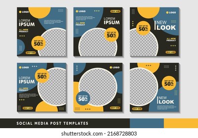 Set of editable square banner templates with photo collage. Suitable for Social Media Post and Online Advertising, Event, and etc. Vector Illustration.