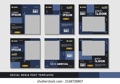 Set of editable square banner templates with photo collage. Suitable for Social Media Post and Online Advertising, Event, and etc. Vector Illustration.