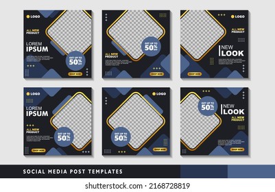 Set of editable square banner templates with photo collage. Suitable for Social Media Post and Online Advertising, Event, and etc. Vector Illustration.