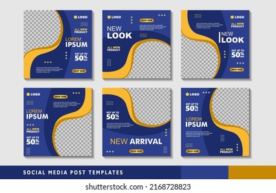 Set of editable square banner templates with photo collage. Suitable for Social Media Post and Online Advertising, Event, and etc. Vector Illustration.