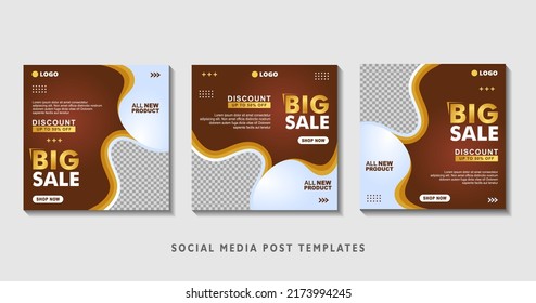 Set of editable square banner templates with photo collage. Suitable for Social Media Post and Online Advertising, Event, and etc. Vector Illustration.