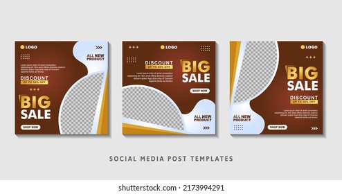 Set of editable square banner templates with photo collage. Suitable for Social Media Post and Online Advertising, Event, and etc. Vector Illustration.