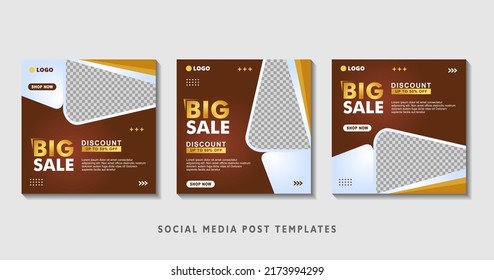 Set of editable square banner templates with photo collage. Suitable for Social Media Post and Online Advertising, Event, and etc. Vector Illustration.