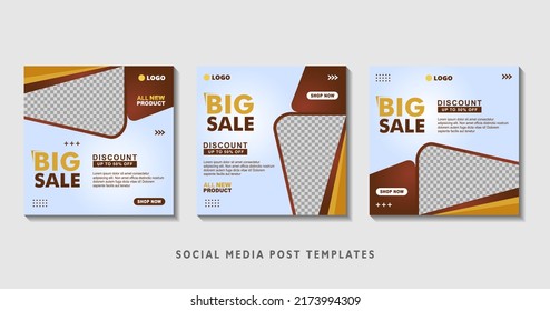 Set of editable square banner templates with photo collage. Suitable for Social Media Post and Online Advertising, Event, and etc. Vector Illustration.