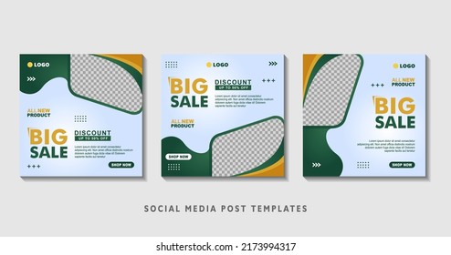 Set of editable square banner templates with photo collage. Suitable for Social Media Post and Online Advertising, Event, and etc. Vector Illustration.