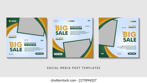 Conjunto de plantillas de banner cuadradas editables con collage de fotos. Ilustración vectorial adecuada para publicaciones en medios sociales y publicidad en línea, eventos, etc.