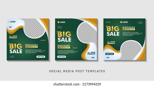 Conjunto de plantillas de banner cuadradas editables con collage de fotos. Ilustración vectorial adecuada para publicaciones en medios sociales y publicidad en línea, eventos, etc.