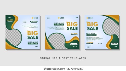 Set of editable square banner templates with photo collage. Suitable for Social Media Post and Online Advertising, Event, and etc. Vector Illustration.