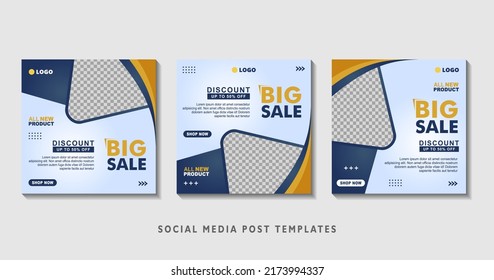 Set of editable square banner templates with photo collage. Suitable for Social Media Post and Online Advertising, Event, and etc. Vector Illustration.