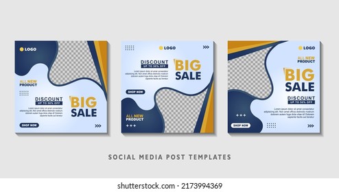 Set of editable square banner templates with photo collage. Suitable for Social Media Post and Online Advertising, Event, and etc. Vector Illustration.