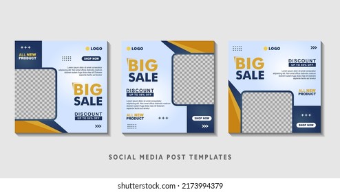 Set of editable square banner templates with photo collage. Suitable for Social Media Post and Online Advertising, Event, and etc. Vector Illustration.