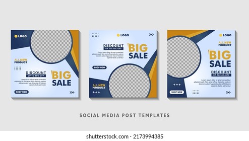 Set of editable square banner templates with photo collage. Suitable for Social Media Post and Online Advertising, Event, and etc. Vector Illustration.